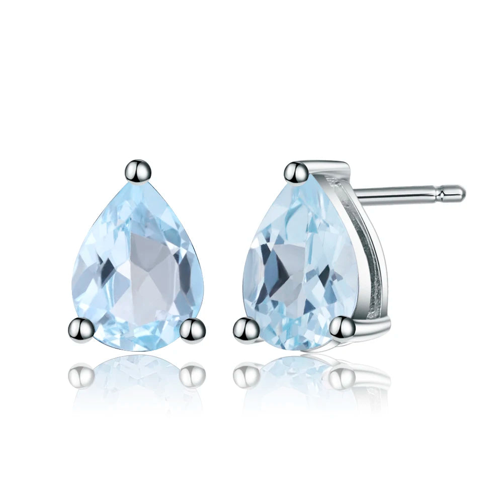 Gem's Ballet 6*8mm 2.74Ct Natural Red Garnet Gemstone Stud Earrings Genuine 925 Sterling Silver Fashion Jewelry for Women