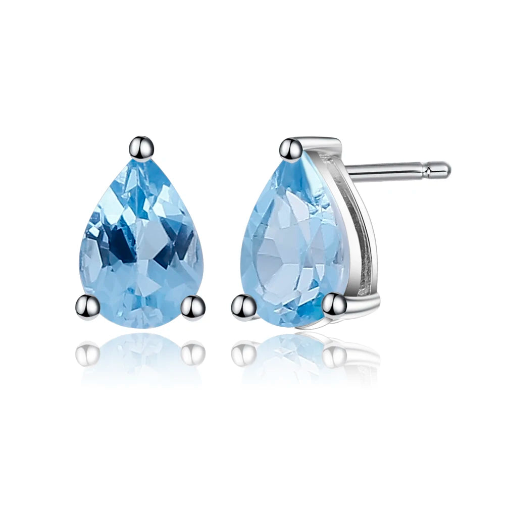Gem's Ballet 6*8mm 2.74Ct Natural Red Garnet Gemstone Stud Earrings Genuine 925 Sterling Silver Fashion Jewelry for Women