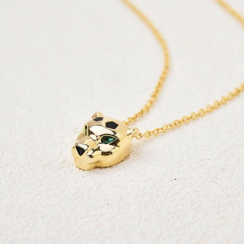 Designer Fashion Style Earrings Necklace Inlay Cubic Zircon Black Enamel Spots Leopard Panther Jewelry Sets