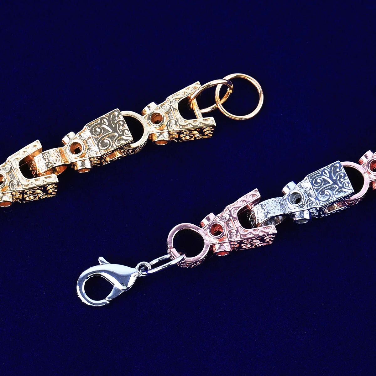 Bubbble Letter 3D Block Cuban Link Bracelet for Men Real Copper Gold Plated Lobster Clasp Hip Hop Jewelry